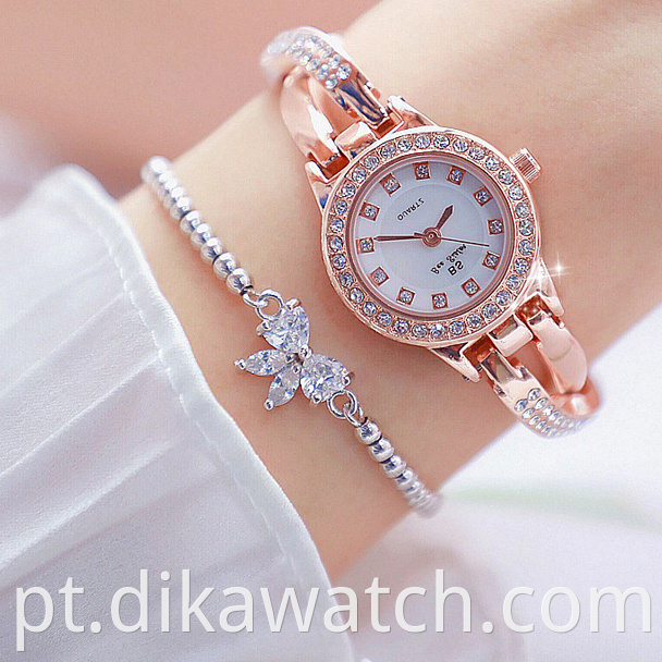 BS 2019 Quartz Casual Relógios de Pulso Feminino High-end Linked List Relógio de Diamante Completo Personalizado em Aço Inoxidável FA1531